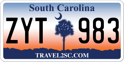 SC license plate ZYT983