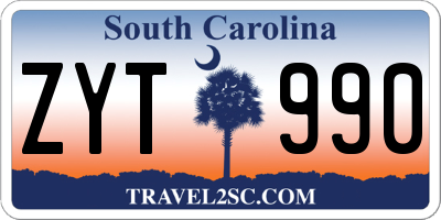 SC license plate ZYT990