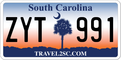 SC license plate ZYT991