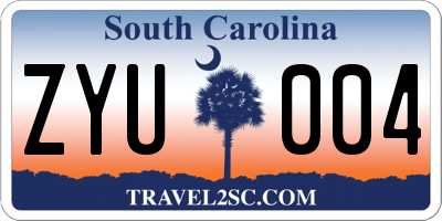 SC license plate ZYU004