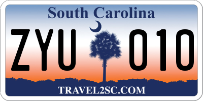SC license plate ZYU010