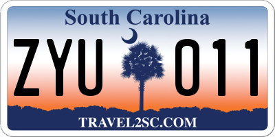 SC license plate ZYU011