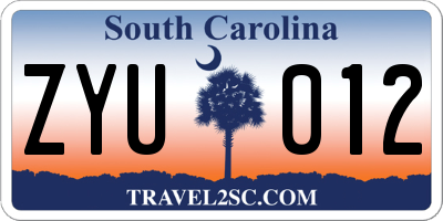 SC license plate ZYU012