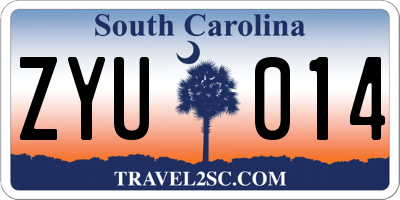 SC license plate ZYU014