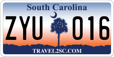SC license plate ZYU016