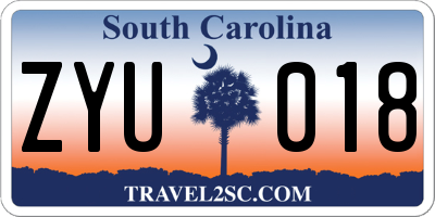 SC license plate ZYU018