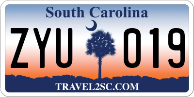 SC license plate ZYU019