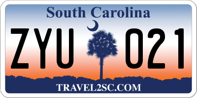 SC license plate ZYU021