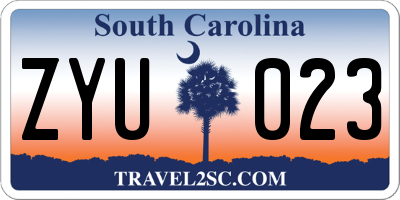 SC license plate ZYU023