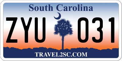 SC license plate ZYU031
