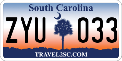 SC license plate ZYU033