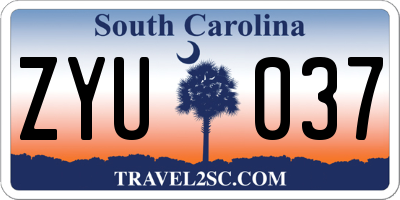 SC license plate ZYU037