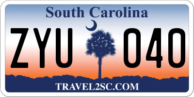 SC license plate ZYU040