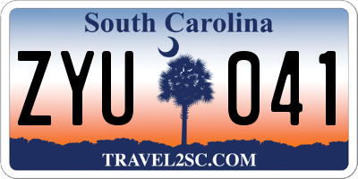 SC license plate ZYU041