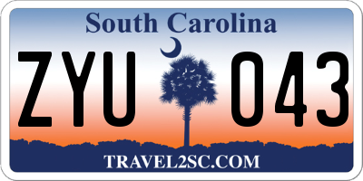 SC license plate ZYU043