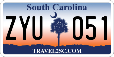SC license plate ZYU051