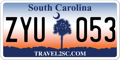 SC license plate ZYU053