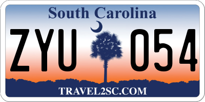 SC license plate ZYU054