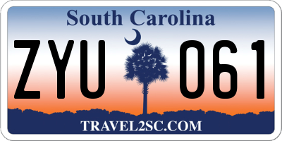 SC license plate ZYU061