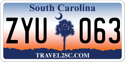 SC license plate ZYU063