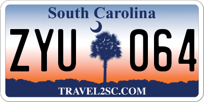SC license plate ZYU064