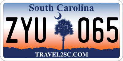 SC license plate ZYU065