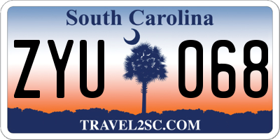 SC license plate ZYU068