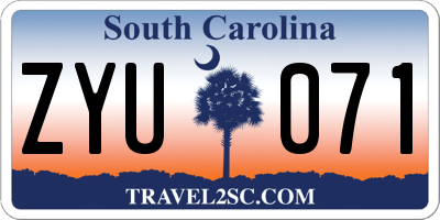 SC license plate ZYU071