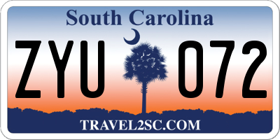 SC license plate ZYU072