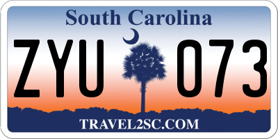 SC license plate ZYU073