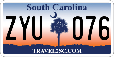 SC license plate ZYU076