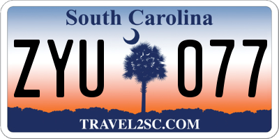 SC license plate ZYU077