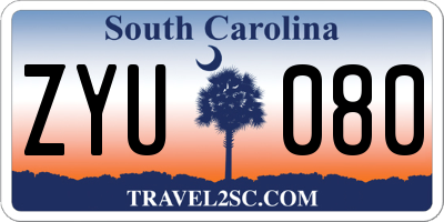 SC license plate ZYU080
