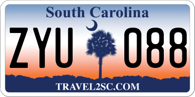 SC license plate ZYU088