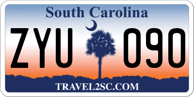 SC license plate ZYU090