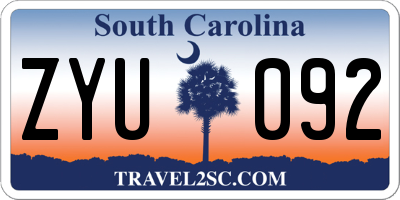 SC license plate ZYU092