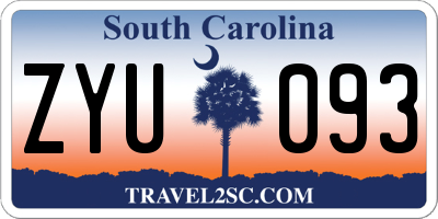 SC license plate ZYU093