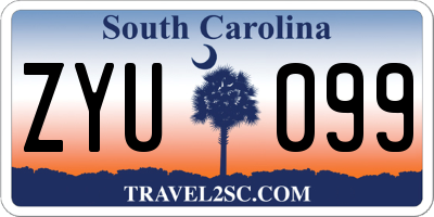 SC license plate ZYU099