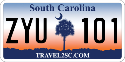 SC license plate ZYU101