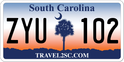 SC license plate ZYU102