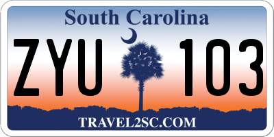 SC license plate ZYU103