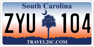 SC license plate ZYU104