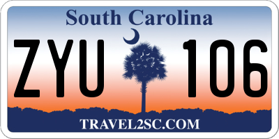 SC license plate ZYU106