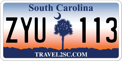 SC license plate ZYU113