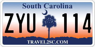 SC license plate ZYU114