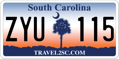 SC license plate ZYU115