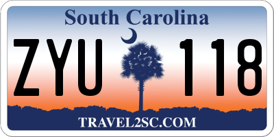 SC license plate ZYU118