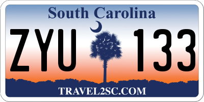 SC license plate ZYU133