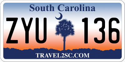 SC license plate ZYU136