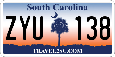 SC license plate ZYU138